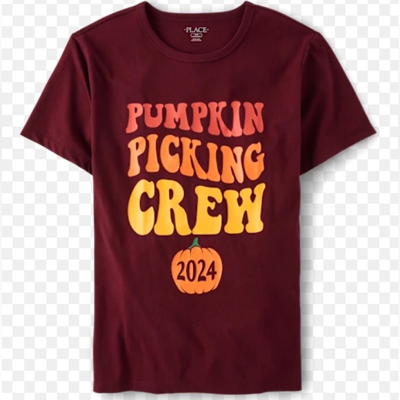 The Children's Place Maroon Pumpkin Picking Crew Kids T-Shirt NWT - Picture 1 of 6